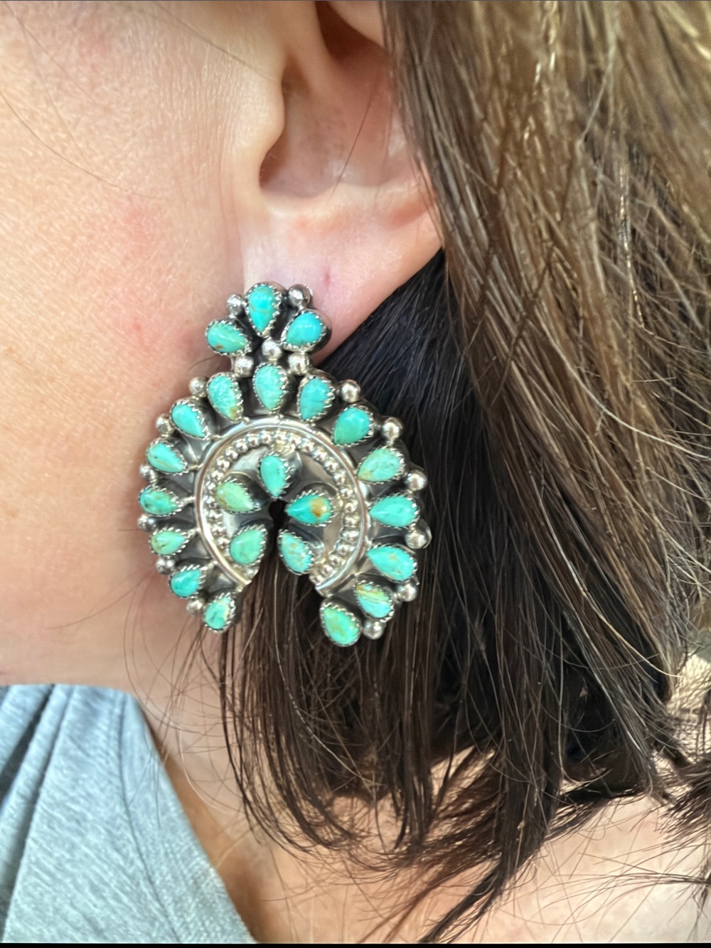 Navajo Turquoise Naja Earrings